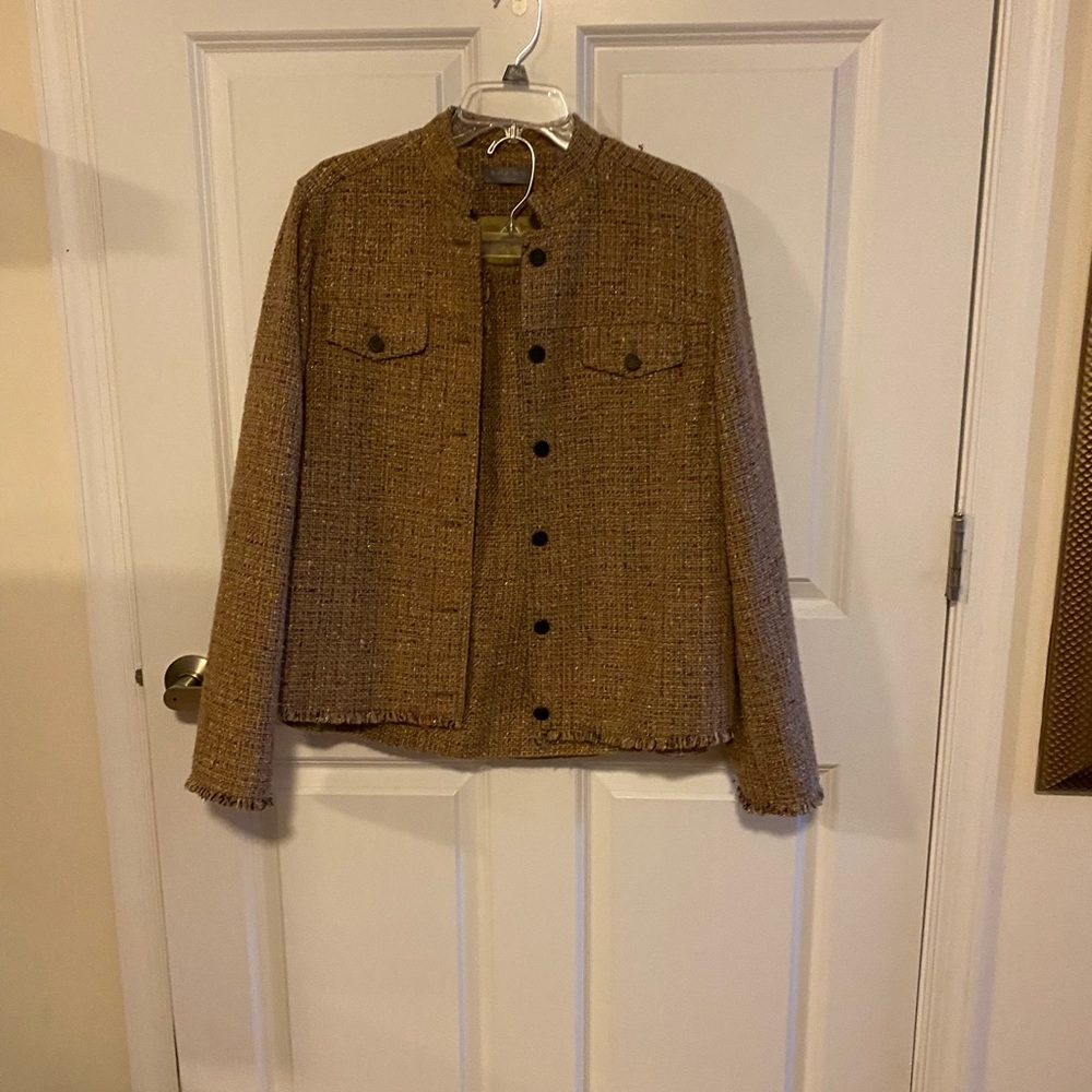 Two piece suit. Size 10. Brown tweed.